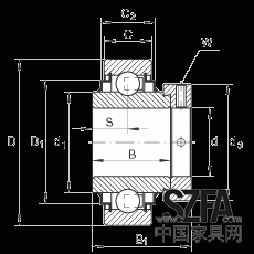 外球面球軸承 E40-KRR, 圓柱外圈，偏心鎖圈定位，兩側(cè) R 型密封