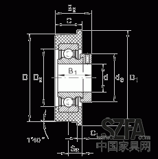 外球面球軸承 CRB30/92, 帶橡膠插入件，偏心鎖圈定位，兩側(cè) P 型密封