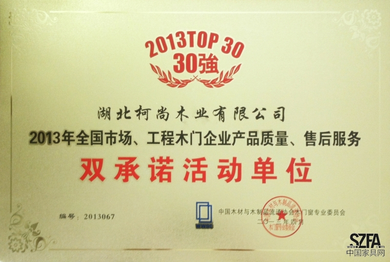 2013年中國(guó)木門30強(qiáng)